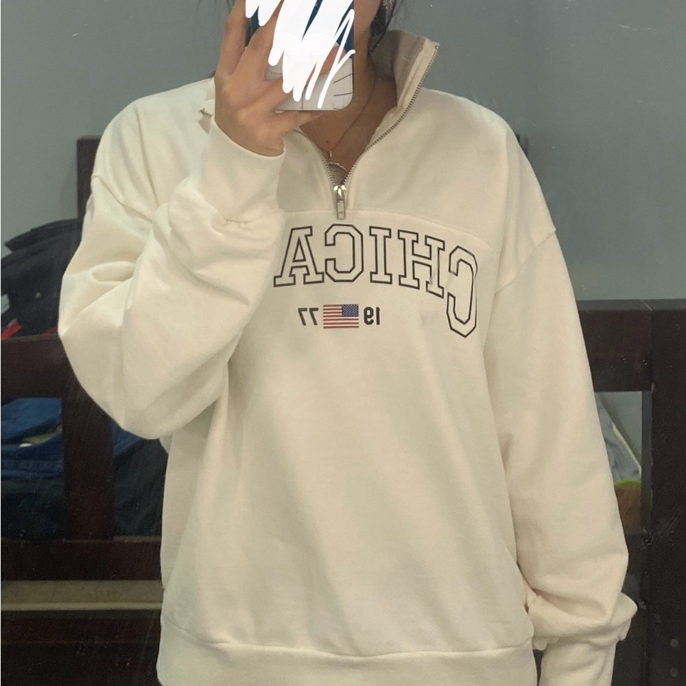 Beige Half-Zip Sweater